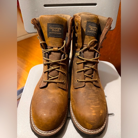 Georgia Boot Men's Rustic Brown Lace-Up Boots - Picture 1 of 5